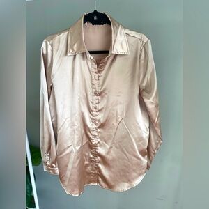 Gold Pretty Little Thing Button Up Blouse Size M
